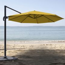 Parasol déporté rond - Jaune - Aluminium/Polyester/Toile - Home Maison