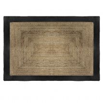 Tapis rectangulaire en jute à bord coloré - Noir - Jute - Home Maison