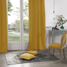 Rideau en velours occultant - Jaune Ocre - Polyester - Home Maison