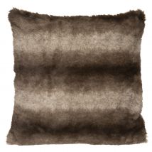 Coussin en imitation fourrure - Effet grizzly - Marron Clair - 45x45 cm - Polyester/Fourrure - Home Maison