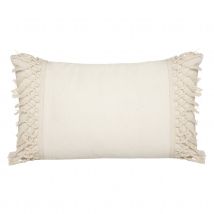 Coussin en coton et macramé - Blanc - Coton - Home Maison