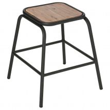 Lot de 2 tabourets style indus métal et bois - Marron Clair - Métal/Bois - Home Maison