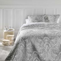 Dessus de lit aspect cachemire - Gris clair - Polyester - Home Maison