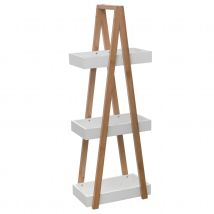 Desserte à 3 niveaux - Blanc - Bambou/Bois - Home Maison