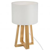 Lampe trépied esprit scandinave - Blanc - 20x40 cm - Bambou/Bois - Home Maison