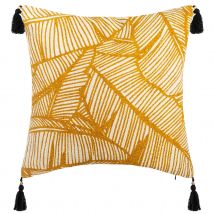 Housse de coussin esprit tropical - Jaune Ocre - Coton - Home Maison