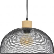 Suspension cloche en métal et bois - Noir - Ø30 cm - Métal/Bois - Home Maison