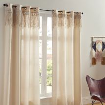 Rideau avec frise en macramé - Beige - Coton - Home Maison
