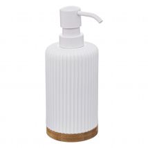 Distributeur à savon strié - Blanc - Polyester/Bambou - Home Maison