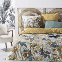 Parure de lit exotique et à petits motifs - Jaune Ocre - Coton - Home Maison