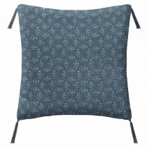 Coussin imprimé en lin - Bleu Canard - Polyester/Lin - Home Maison