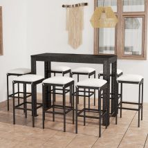 Ensemble de bar d'extérieur - Noir - Résine - Home Maison