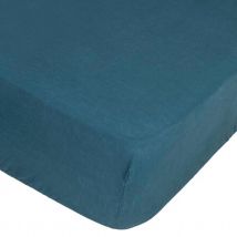 Drap housse en 100% lin - Bleu - Lin - Home Maison