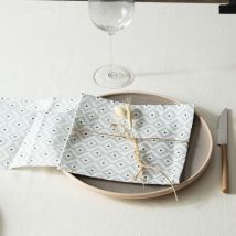 Lot de 4 serviettes de table aux motifs géométriques - Gris - Coton - Home Maison
