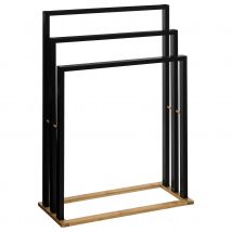 Porte serviette bi-matières - Noir - Bambou/Bois - Home Maison
