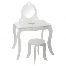 Coiffeuse et tabouret enfant - Blanc - Bois - Home Maison