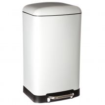Poubelle en métal bac amovible 30 L - Blanc - Métal - Home Maison