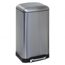 Poubelle en métal bac amovible 30 L - Argent - Métal - Home Maison