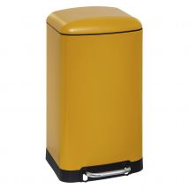 Poubelle en métal bac amovible 30 L - Jaune - Métal - Home Maison