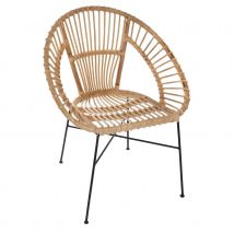 Fauteuil en métal et rotin - Naturel - Métal - Home Maison