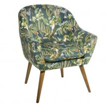 Fauteuil en velours esprit jungle - Multicolore - Bois/Velours - Home Maison