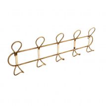 Porte Manteau - Effet Rotin 5 patères - Naturel - Métal/Rotin - Home Maison