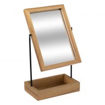 Miroir avec plateau de rangement - Naturel - Bois - Home Maison