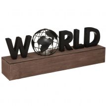 Lampe avec mot "WORLD" - Noir - Bois - Home Maison
