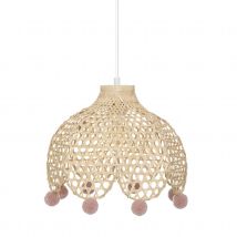 Suspension cloche avec pompons - Naturel - Bambou - Home Maison