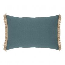 Coussin en coton et jute - Bleu - Jute/Coton - Home Maison