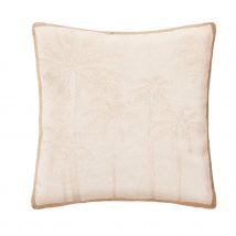 Coussin brodé en coton recyclé - Blanc - 40x40 cm - Coton - Home Maison
