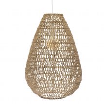 Suspension en bois et papier tressé - Beige - Bois - Home Maison