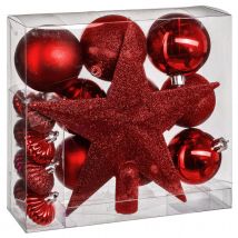 Kit de décoration pour sapin de Noël - Rouge - 20 cm - Plastique - Home Maison
