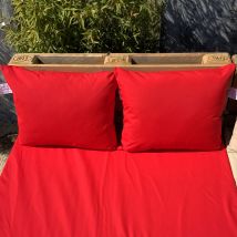 Ensemble de 2 coussins extérieurs pour salon palette - Rouge - 50x60 cm - Polyester - Home Maison