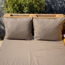 Ensemble de 2 coussins extérieurs pour salon palette - Taupe - 50x60 cm - Polyester - Home Maison