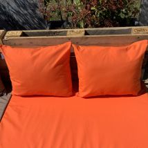 Ensemble de 2 coussins extérieurs pour salon palette - Orange - Polyester - Home Maison
