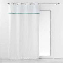 Rideau tamisant à galon frangé - Vert menthe - Polyester/Coton - Home Maison