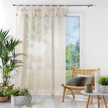 Voilage à pompons - Effet lin - Beige - 140x240 cm - Polyester - Home Maison