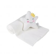 Doudou et plaid étoile - Blanc - Polyester - Home Maison