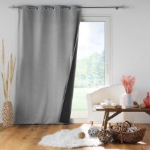Rideau isolant doublé polaire - Gris clair - Polyester - Home Maison