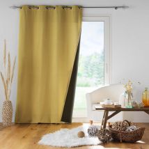 Rideau isolant doublé polaire - Jaune Ocre - Polyester - Home Maison