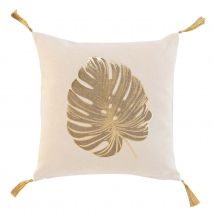 Coussin en coton au style nature dorée - Beige - Coton - Home Maison