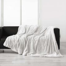 Plaid doublé en imitation fourrure - Blanc - Polyester/Fourrure - Home Maison
