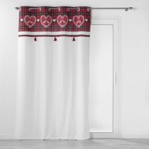 Rideau tamisant au parement à carreaux - Blanc - Coton - Home Maison