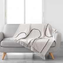 Plaid à franges avec fantaisie colorée - Noir - Coton - Home Maison