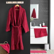 Peignoir uni à col châle - Rouge - Coton - Home Maison