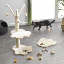 Arbre à chat avec boules en sisal - Ecru - Bois - Home Maison