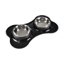 Double bol en inox forme os - Noir - Inox - Home Maison