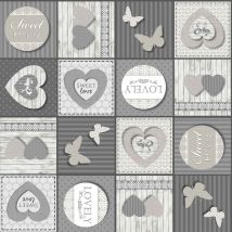 Toile cirée esprit romantique - Gris anthracite - 1.4 m - Plastique - Home Maison