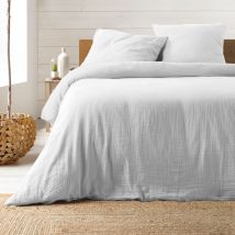 Parure de lit en gaze de coton - Blanc - Gaze de coton/Coton - Home Maison